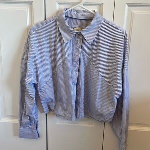 Maeve stripped cropped length shirt